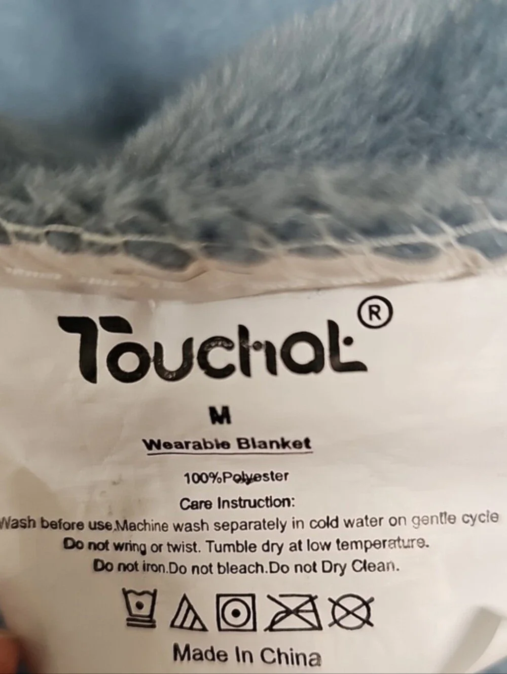 Touchat Wearable Shark Blanket, Blue White, Soft Velour, Size Medium For 59